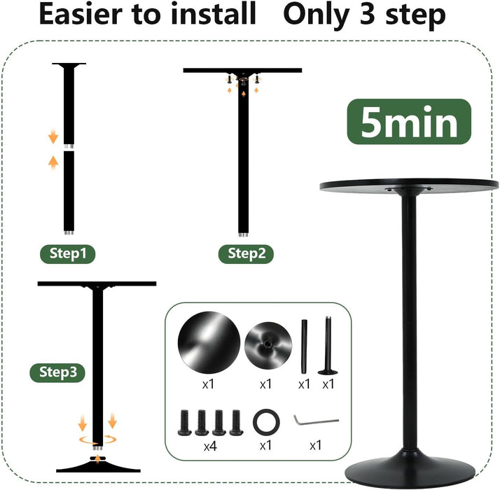 40 Inch Round Bistro Pub Table SteelFrameConstruction
