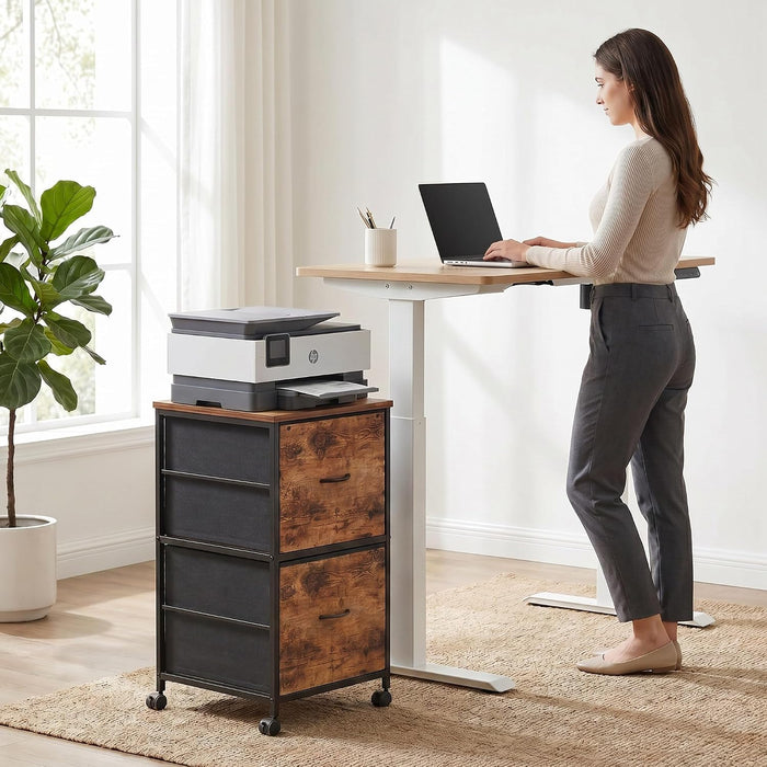 Mobile Printer Stand with 2 Drawers, File Cabinet for Home Office