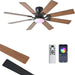 52 Inch Ceiling Fan with Light, 6 Speeds Reversible Low Profile Ceiling Fan with Light and Remote/App Control, 3 Color Temp+Dimmable RGB, 8 Blades, Flush Mount Quiet Ceiling Fans, Brown