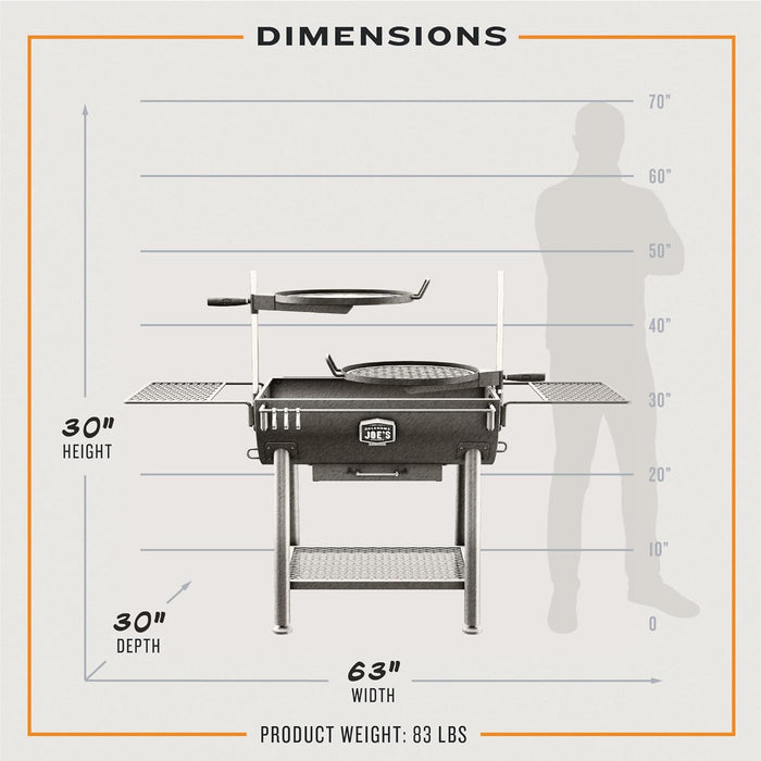 Firecraft Series Modular Open Fire Barrel Charcoal Grill with 480 Sq. In. Cooking Area in Black