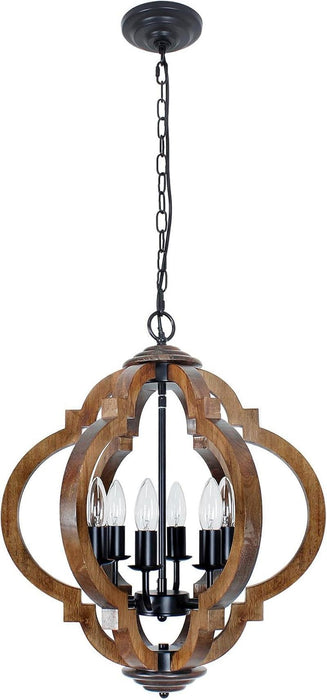Farmhouse Chandelier for Dining Room, 6-Light Easy Install Rustic Chandelier over Kitchen Table. French Country Farmhouse Light Fixture for Entryway, Foyer, Bedroom & Living Room