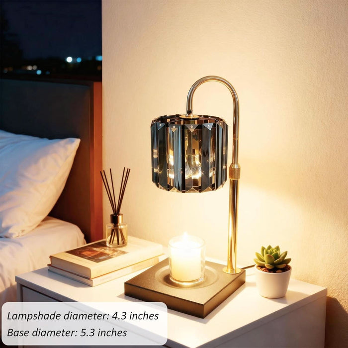 Candle Warmer Lamp with Timer, Dimmable Electric Candle Wamer Adjustable Height, Gifts for Women Mom, Glass Modern Candles Melter Lamp, Black