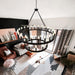 Black 48 Inch Wagon Wheel Chandeliers Illumination