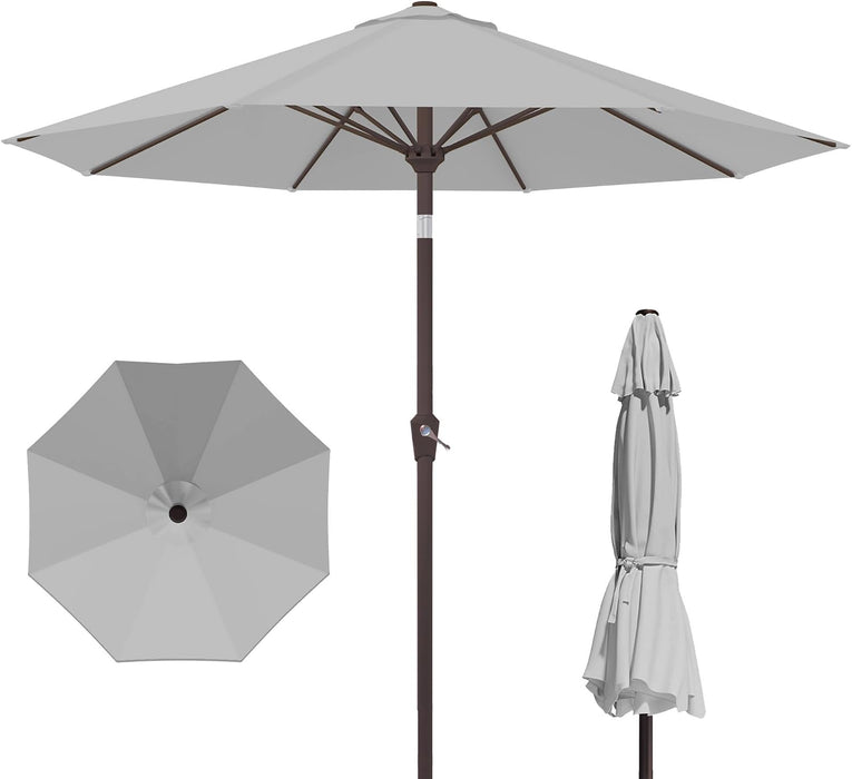 Patiokingdom 10FT Patio Umbrella with Push Button Tilt and Crank, Outdoor Market Umbrella with 8 Fiberglass Ribs, UV Protection Table Umbrella for Pool,Backyard,Garden,Deck