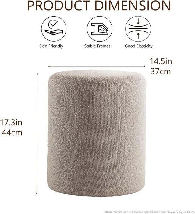 Modern round Ottoman with Soft Padded Seat, Multifunctional Vanity Stool for Makeup, Upholstered Footrest Stool Ottoman Foot Stool for Living Room, Bedroom