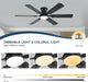 56 Inch Ceiling Fans with Lights, Black Flush Mount Ceiling Fan with Light and Remote/App Control, 3CCT, RGB, Dimmable, Noiseless, Low Profile Ceiling Fan for Bedroom, Patio, Indoor/Outdoor Use