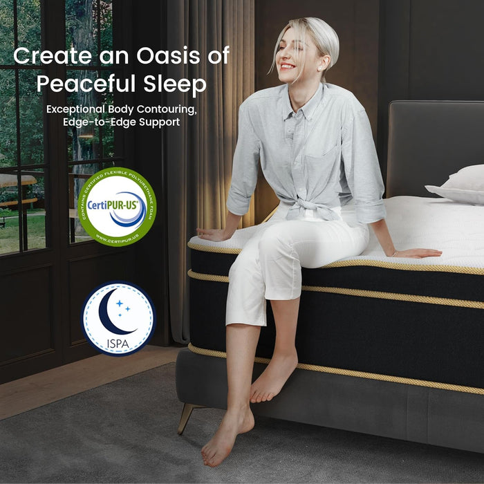 Queen Gel Memory Foam Hybrid Mattress FourteenInchEdgeSupport