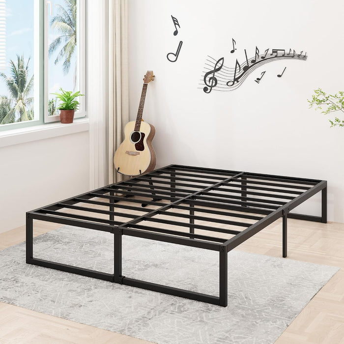 14 Inch Queen Bed Frame with Heavy Duty Steel Slat Support