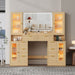 55 Inch Makeup Vanity Desk With LED Lights RGB Glass Cabinets