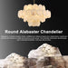 Natural Alabaster round Chandelier, 31.5" Modern Marble Chandelier with 50 Stone Texture Panels, 12-Light Dimmable Spanish Alabaster Chandeliers for Living Room, Dining Room, Hallway