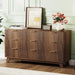 Fluted Dressers Chest of Drawers,57" Fluted Wide Modern Dresser with Metal Handle, Curved Profile Design, Wood Drawer Organizer for Bedroom, Walnut