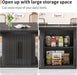 Extendable Black Dining Table for 4-6, 47-65 Inch Rectangle Dining Room Kitchen Table with Large Storage, Wood Sliding Door, Mid Century Modern Dinner Furniture, Fluted, Space Saving, Living Room
