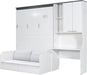 Queen Murphy Bed With Sofa Desk Storage WhiteGlossFinish