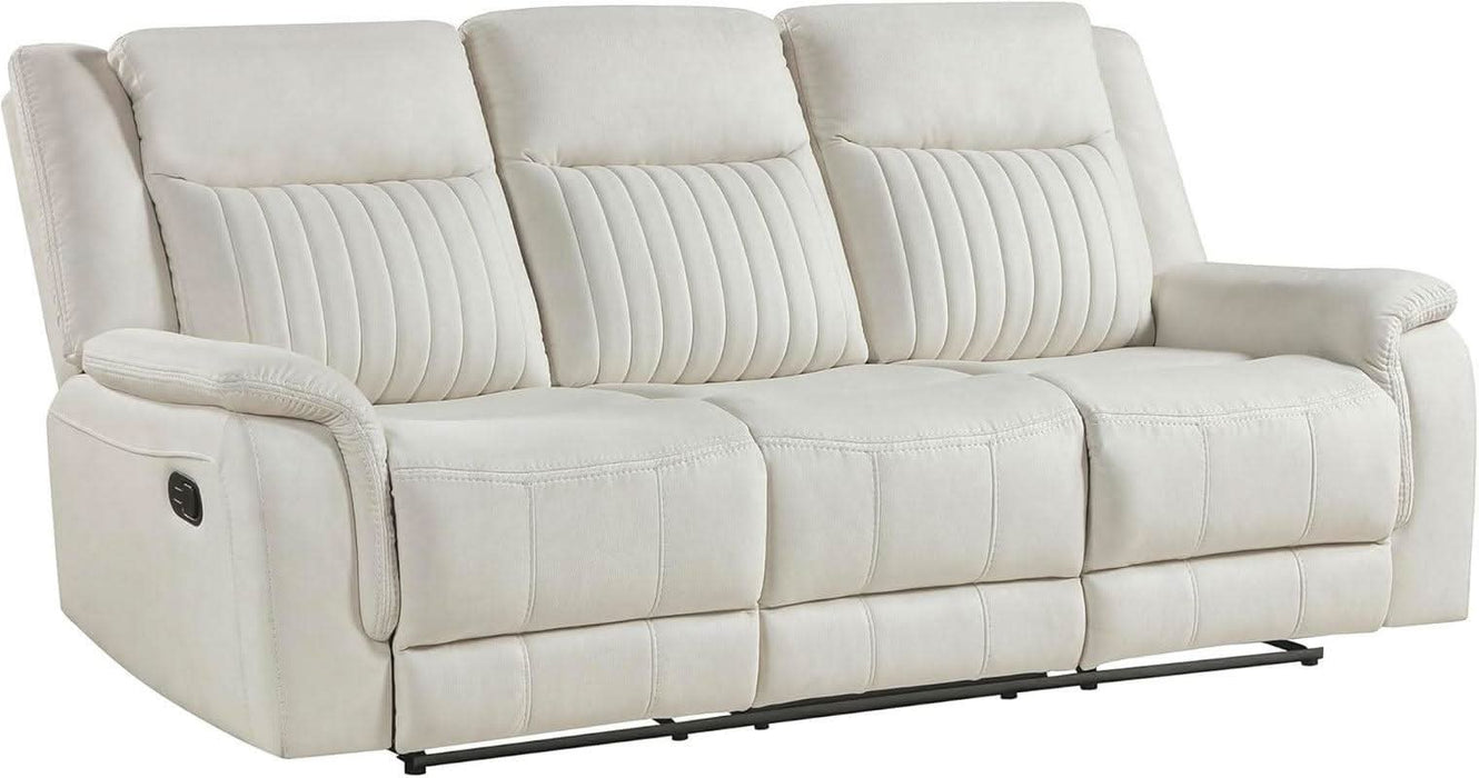 Mnul Double Reclining Sof, Polished Microfiber Upholstered 3 Seter Mnul Sof Recliner for Living Room, Wll Hugger, Esy ssembly, Beige