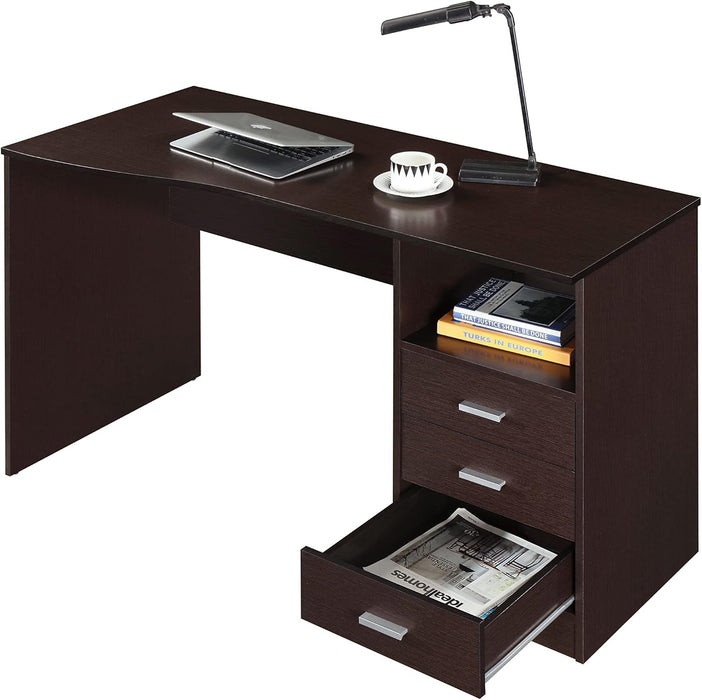 Classic Computer Desk with Multiple Drawers, 29.5" X 23.6" X 51.2", Wenge