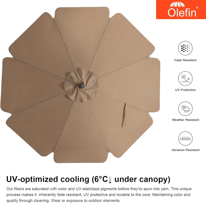 9Ft Olefin Valance Patio Umbrella Light Brown
