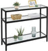 Yaheetech 39.5" Console Table with 3 Storage Shelves,Tempered Glass Sofa Table, Modern Entryway Tables with Metal Frame for Hallway Living Room Bedroom, Easy Assembly, Black