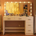 47.2" Large Vanity Desk with Mirror & 14 LED Lights, Makeup Vanity Table with 5 Drawers & Charging Station, Makeup Vanity Desk, 3 Lighting Colors, Dressing Vanity Table for Bedroom, White