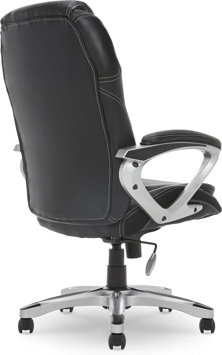 Amplify Executive Office Padded Arms, Adjustable Ergonomic Gaming Desk Chair with Lumbar Support, Faux Leather and Mesh, Black