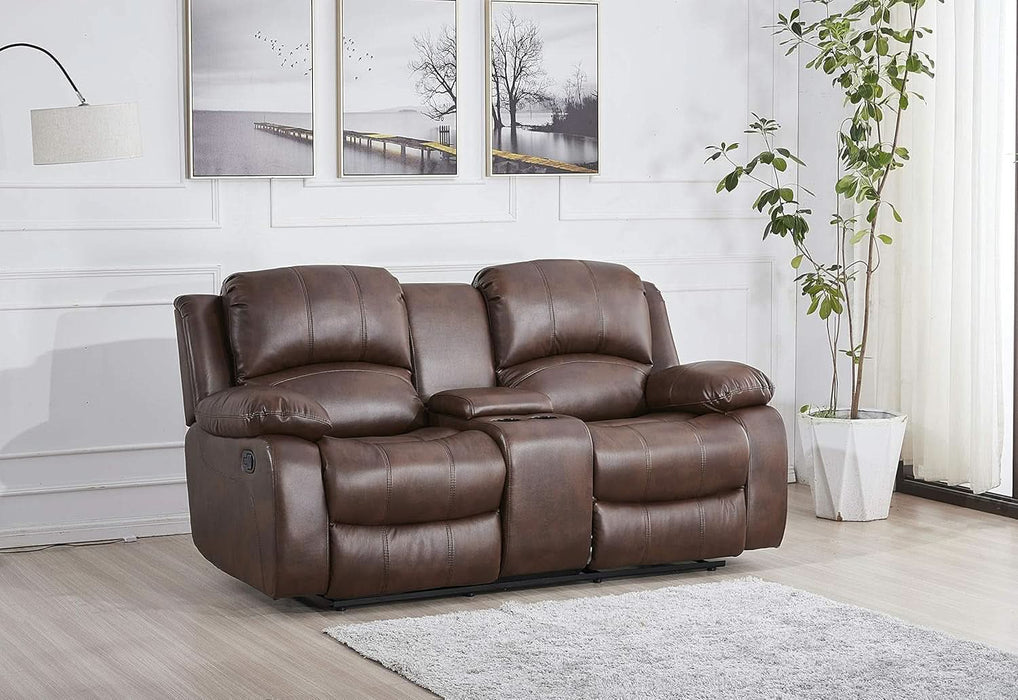 Loveseat Brown Faux Leather Sofa Set