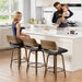 Bar Stools Set of 2, 26" Bentwood Counter Height Barstools, Black | Swivel, Mid Century Modern, Bentwood Back and Footrest, Padded Seat, Upholstered Faux Leather Bar Chair, for Kitchen Island