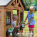 Cedar Wooden Playhouse Light Brown with Wide Windows and Accessories