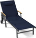 Outdoor Lounge Chair with Pillow, 5-Position Aluminum Chaise Lounge with Wheels & Armrests, 400 Lbs Heavy Duty Patio Pool Chair for Deck, Backyard, Beach & Poolside, Navy Blue