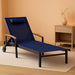 Outdoor Lounge Chair with Pillow, 5-Position Aluminum Chaise Lounge with Wheels & Armrests, 400 Lbs Heavy Duty Patio Pool Chair for Deck, Backyard, Beach & Poolside, Navy Blue