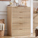 Farmhouse Fluted 6 Drawers Dresser for Bedroom, 42" Tall Modern Chest of Drawers with Curved Profile Design & Metal Handle,Natural Wood Drawer Organizer for Bedroom