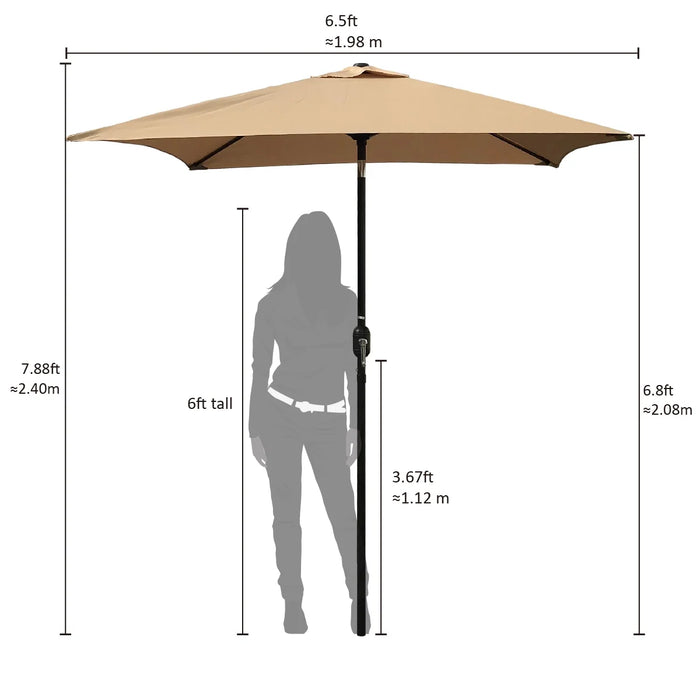 6.5Ft Square Patio Umbrella with Crank and Tilt - Tan