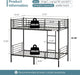 Bunk Bed Twin over Twin for Kids/Teens/Adults Heavy Duty Bunk Bed with Flat Ladder and 13 Inches High Guardrail, Metal Bunk Bed with Stairs, Black