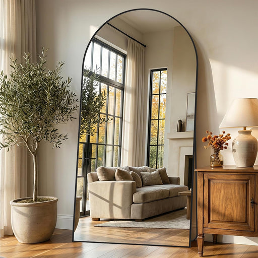 81"X41" Arched Full Length Mirror, Full Body Floor Mirror, Black