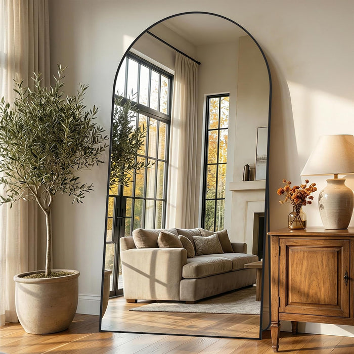 81"X41" Arched Full Length Mirror, Full Body Floor Mirror, Black