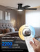 Ceiling Fans with Lights 52 Inch, Flush Mount, Remote Control, 3CCT Dimmable, 6 Speeds, Quiet Reversible DC Motor, Low Profile Hugger Black Ceiling Fan for Bedroom, Living Room, Indoor/Outdoor, ETL