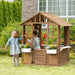 Playhouse for Kids Outdoor with Doors, Windows, Brown