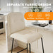 Bar Stools Set of 2, 26" Counter Height Bar Stools with Back, Modern Linen Fabric Upholstered Barstools with Metal Frame & Footrest for Kitchen Island, Home Bar, Beige