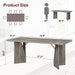 Rectangular Dining Table 70.9 Inches Grey Farmhouse