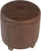 Home Decor | Upholstered round Storage Ottoman with Nailheads| Ottoman with Storage for Living Room & Bedroom, Brown Faux Leather