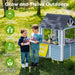 Wooden Playhouse, Outdoor Kids Playhouse with Sink, Stove, Cookware, Flowerpot Holders, Snack Bar, Cottage Play House for Backyard, Blue