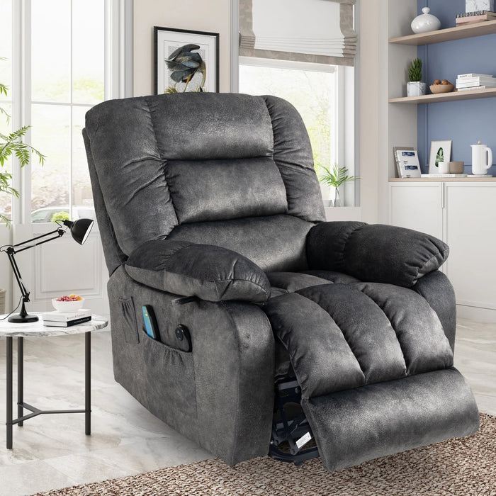 Lift Recliner Chair, Power Lift Recliner with Heat Therapy and Massage Function, Fabric Electric Lift Chair Remote and Side Pocket, Oversized Power Reclining Sofa for Elderly Lazy Boy, Beacon Grey