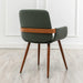 Mid Century Modern Faux Leather Dining Chairs Set of 2, Green, Upholstered Seat, Metal Legs, Adjustable Foot for Kitchen Dining Room Desk Chairs