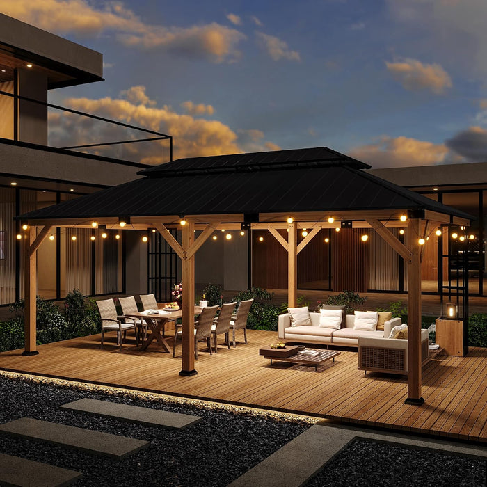 12x20 Hardtop Gazebo Wood Outdoor Pavilion Lockers