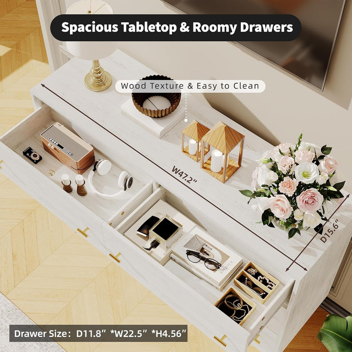 6 Drawer Dresser for Bedroom, 47" Wide Large Storage Chest of Drawers