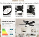 42Inch Ceiling Fans with Lights, Low Profile Ceiling Fan with Light and Remote Control, Flush Mount, Reversible DC Motor, Dimmable, Quiet, Black Small Ceiling Fan for Bedroom Indoor/Outdoor Use