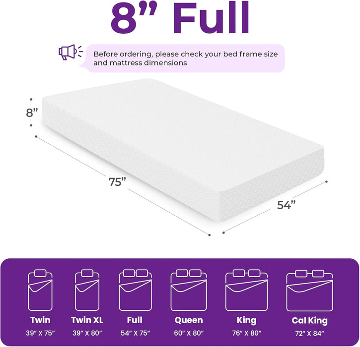 Cooling Gel Memory Foam Mattress, Full Size, 8 Inch