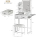 Pearl White Makeup Vanity Desk Integrated Lighting