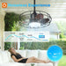 20 Inch Outdoor Ceiling Fan with Light for Patio, IP65 Waterproof Plug in Caged Hanging Fan, Remote Control, 3 CCT, 6 Speeds Reversible Outdoor Fan for Gazebo, Pergola, Porch