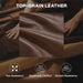 Power Recliner Lay Flat with Headrest, Leather Dark Brown