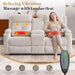 Cat-Proof Power Reclining Loveseat with Console & Drawer Storage, Loveseat Recliner with Tray Table, Electric Reclining Sofa with Heat & Massage, Extra Lumbar Pillow for Livingroom (Beige)