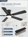 FiftyTwoInch MatteBlack Ultramodern Ceiling Fan LED Remote